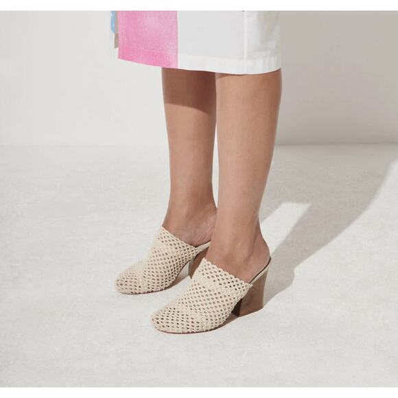 Rachel Comey Reina Woven Crochet Natural Cotton Bully Mules Clogs Size 6 Fit 7 - Picture 1 of 15
